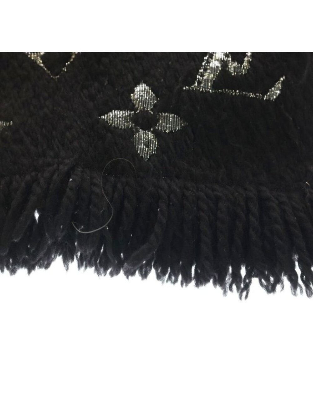 ★SOLD★ Louis Vuitton Monogram Logomania Scarf Shine Fringe Shawl Black - Picture 3 of 6